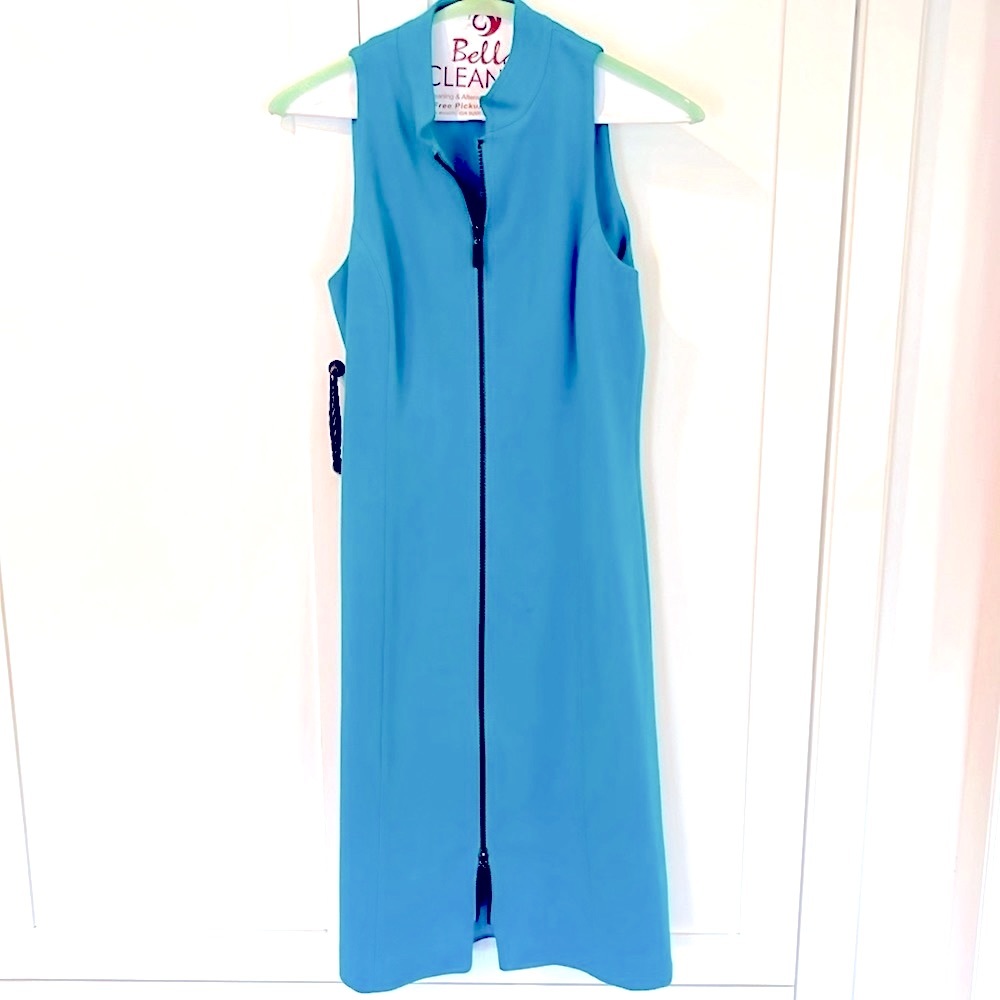 Worth Turquoise Sleeveless Zip front dress